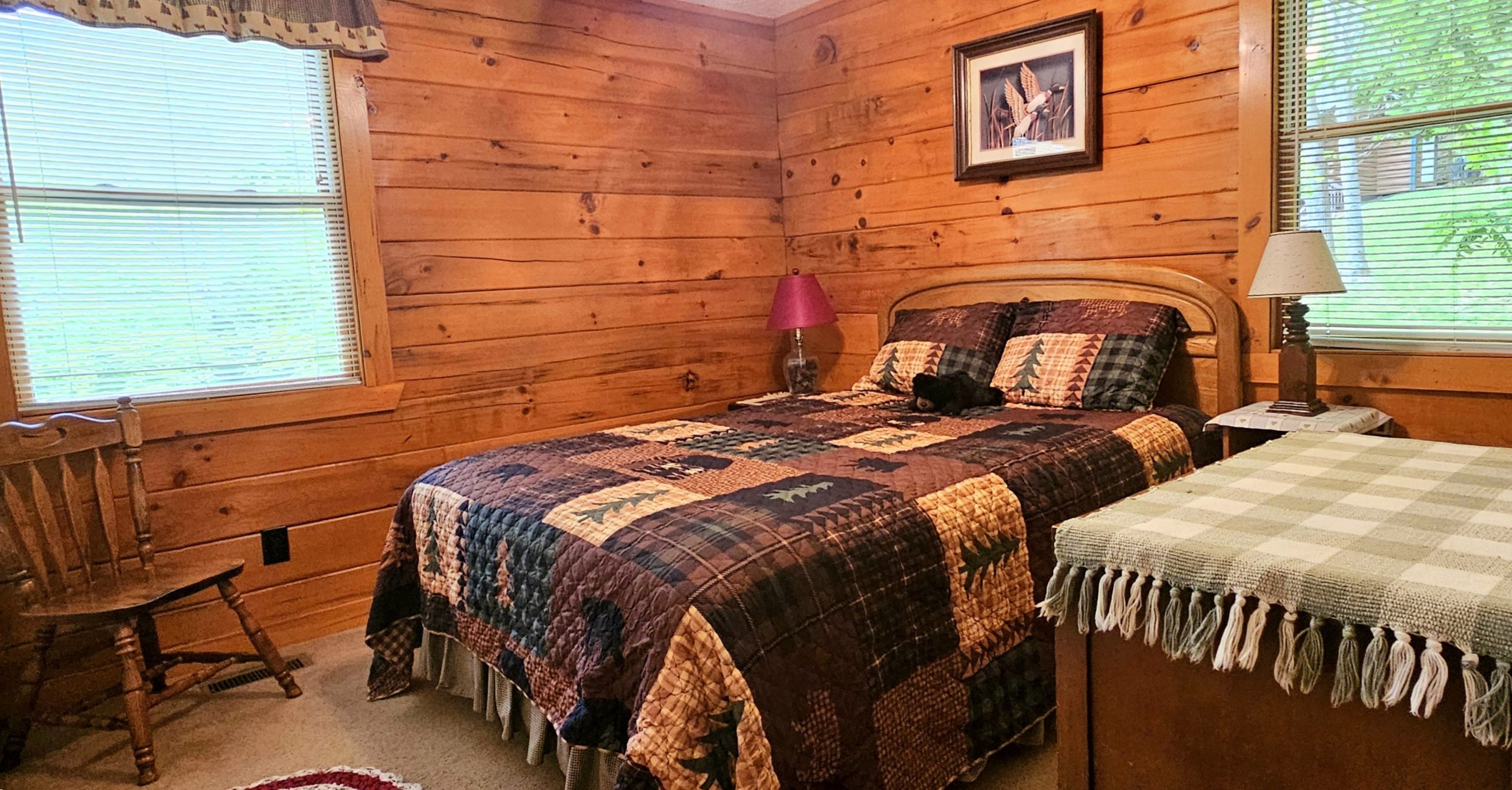 Cabin 3 Downstairs Bedroom 2 - 1 Queen